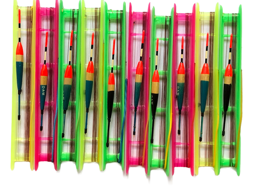 Set 10 linii de undița,plută din lemn de balsa,cârlige diferite marimi